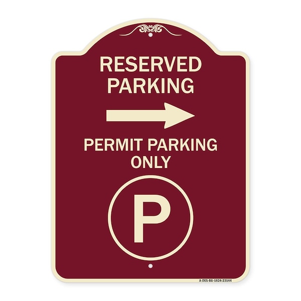 Signmission Reserved Parking Permit Parking with Symbol and Right Arrow Aluminum Sign, 24" x 18", BU-1824-23144 A-DES-BU-1824-23144 - main